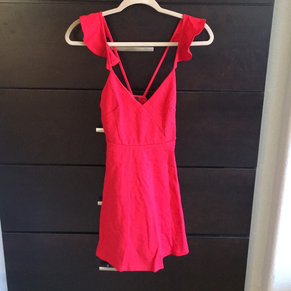Lulu’s Red Ruffle Shoulder Dress